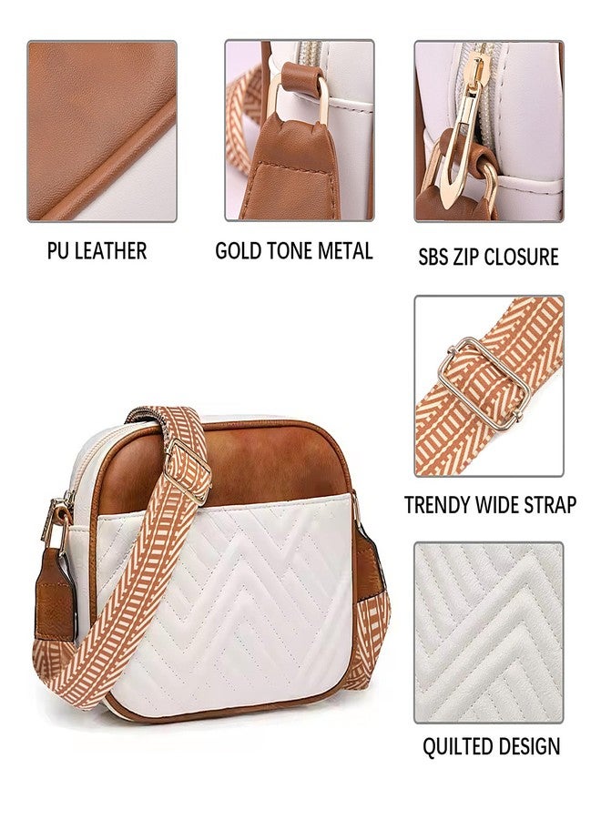 ADISA Women's Girls Color Block Cross Body Sling Bag with Printed Belt (SL5150-WHI) - Image 3